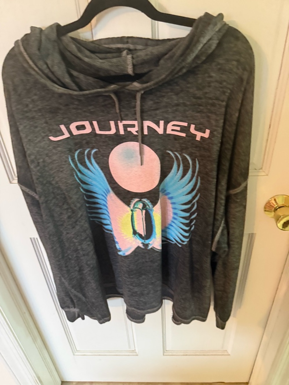 torrid Gray Journey Graphic Hooded Sweatshirt with Pink and Blue Accent